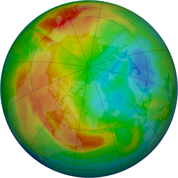 Arctic ozone map for 26 December 1981